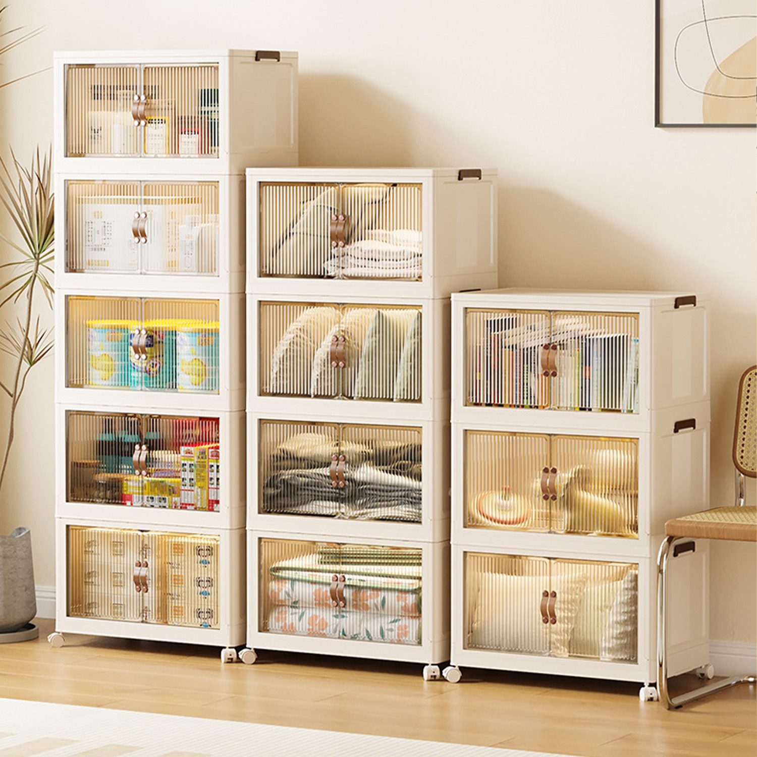 OSTWOLKE 6 Aufbewahrungsboxen Ohne Deckel | Schwarz Kunststoff Boxen Mit Holzgriffen